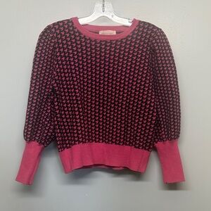 Philosophy Black and Pink Houndstooth Crewneck Sweater